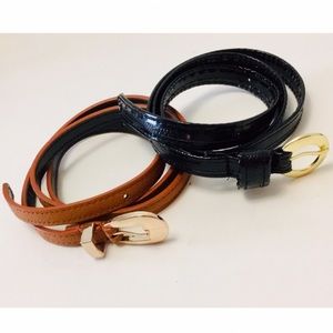 sz 12 - NWOT 2 pc Skinny Leather Belt